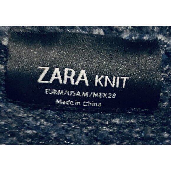Zara Knit Sweater Womens Medium Marled Blue Knit Oversized Grandpa Boyfriend - Picture 5 of 6